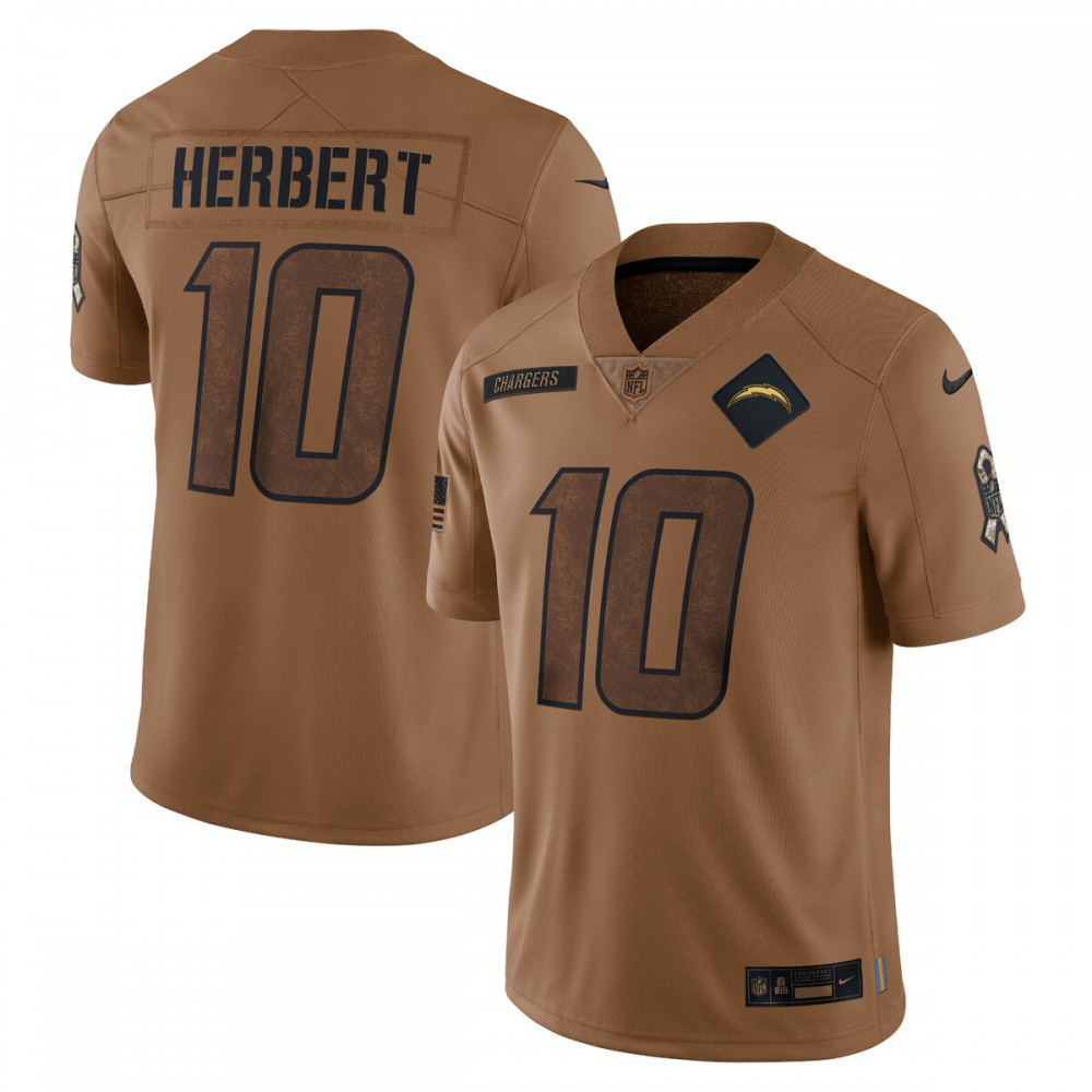 Justin Herbert Los Angeles Chargers Nike 2023 Salute To Service Limited Jersey - Brown-GridironStore